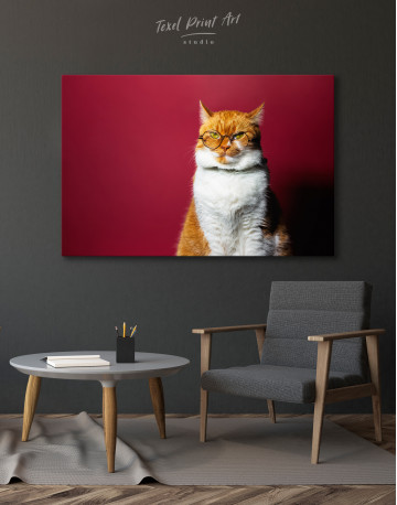 Cat Portrait with Glasses Canvas Wall Art - image 4