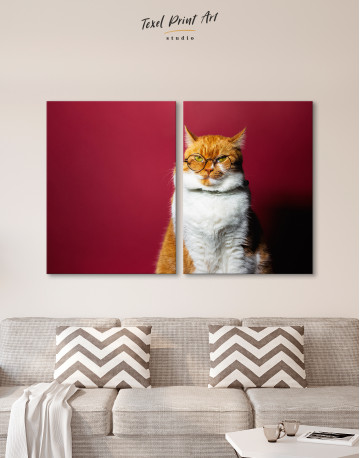 Cat Portrait with Glasses Canvas Wall Art - image 9