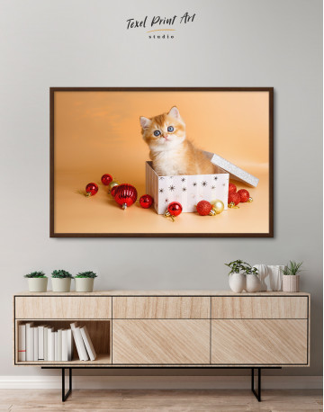 Framed Christmas Box British Kitten Canvas Wall Art - image 3