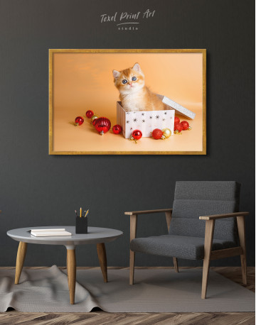 Framed Christmas Box British Kitten Canvas Wall Art - image 2
