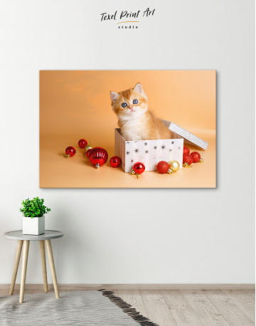 Christmas Box British Kitten Canvas Wall Art - image 2
