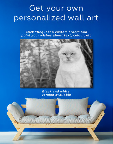 White Bamboo Cat Canvas Wall Art - image 3