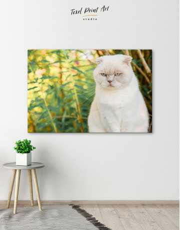 White Bamboo Cat Canvas Wall Art - image 4
