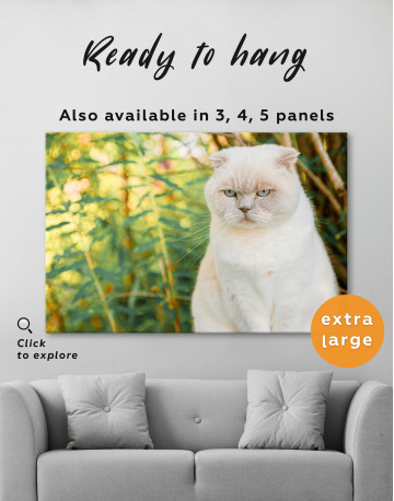 White Bamboo Cat Canvas Wall Art - image 7