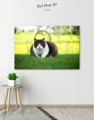 British Shorthair Cat on the Grass Canvas Wall Art - image 6