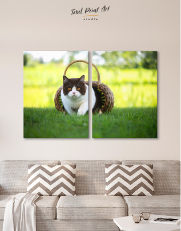British Shorthair Cat on the Grass Canvas Wall Art - image 9