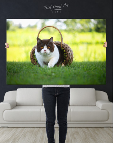 British Shorthair Cat on the Grass Canvas Wall Art - image 10