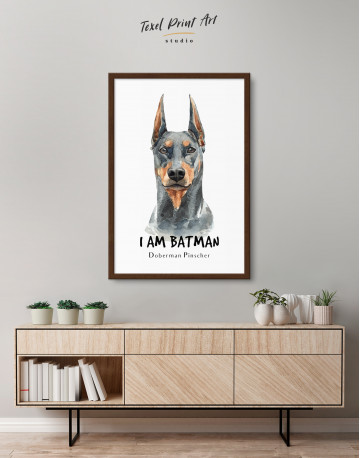Framed I am Batman Doberman Pinscher Canvas Wall Art - image 2