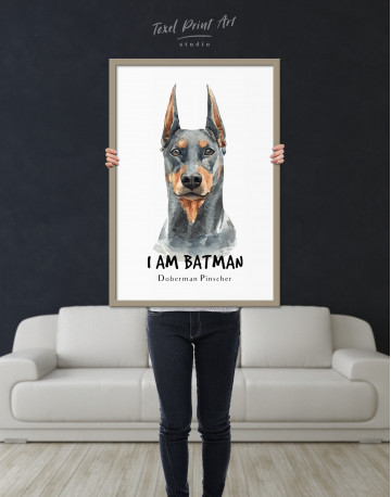 Framed I am Batman Doberman Pinscher Canvas Wall Art - image 4