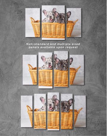 French Bulldog Puppies in Basket Canvas Wall Art - image 5