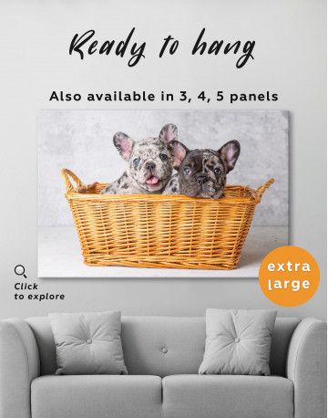 French Bulldog Puppies in Basket Canvas Wall Art - image 2