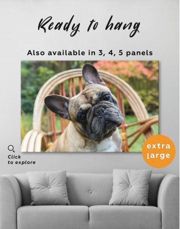 French Bulldog Sitting on Garden Chair Canvas Wall Art - image 3