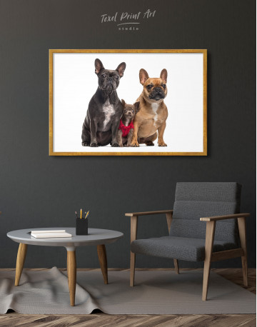Framed Puppy Chihuahua and French Bulldogs Canvas Wall Art - image 4