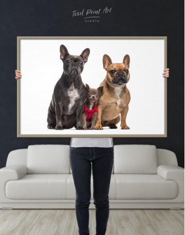 Framed Puppy Chihuahua and French Bulldogs Canvas Wall Art - image 5