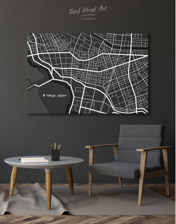 Black and White Tokyo City Map Canvas Wall Art - image 6