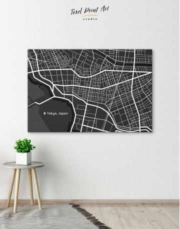 Black and White Tokyo City Map Canvas Wall Art - image 5