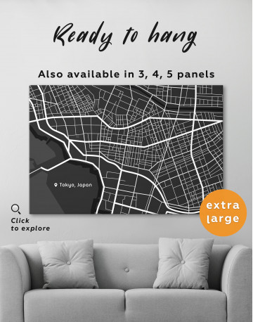 Black and White Tokyo City Map Canvas Wall Art - image 3