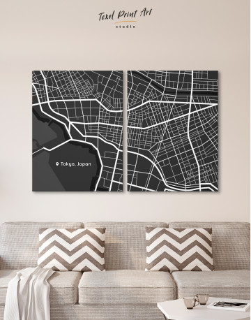 Black and White Tokyo City Map Canvas Wall Art - image 10