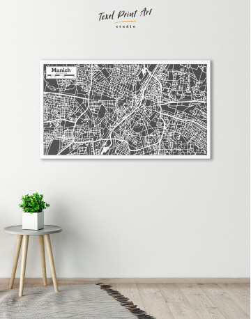 B&W Munich City Map Canvas Wall Art - image 5