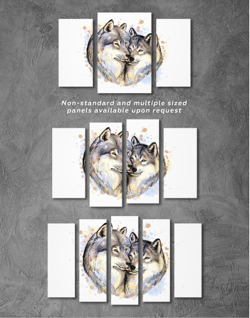 Wolf Couple in Love Painting Canvas Wall Art - image 3