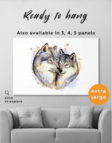 Wolf Couple in Love Painting Canvas Wall Art - image 5