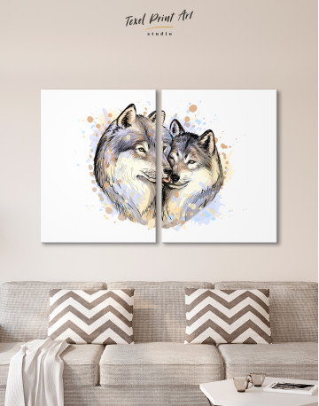 Wolf Couple in Love Painting Canvas Wall Art - image 10