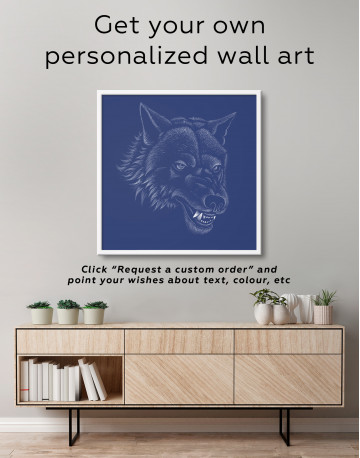 Framed Black and White Wolf Drawing Canvas Wall Art - image 2