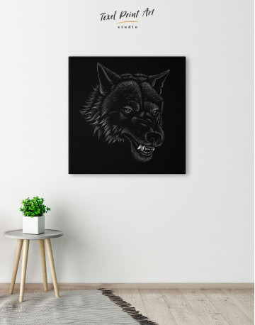Black and White Wolf Drawing Canvas Wall Art - image 5