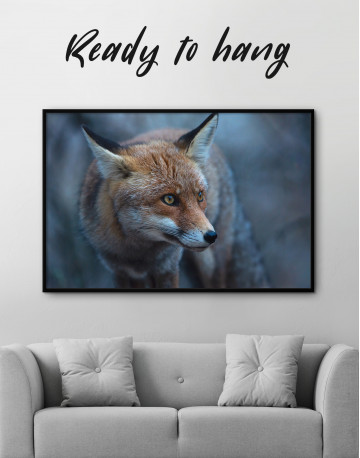 Framed Red Fox in Forest (Portrait) Canvas Wall Art