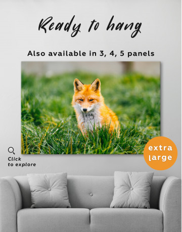 Lovely Fox in Grass Canvas Wall Art - image 3