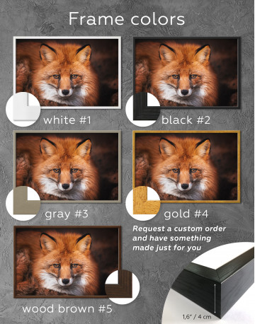 Framed Red Fox Close Up Canvas Wall Art - image 1