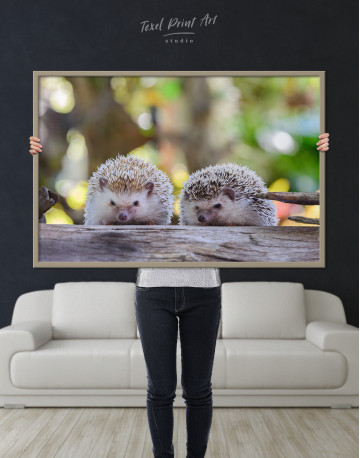Framed Couple of Two Hedgehogs on Tree Canvas Wall Art - image 5