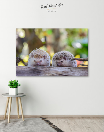 Couple of Two Hedgehogs on Tree Canvas Wall Art - image 6