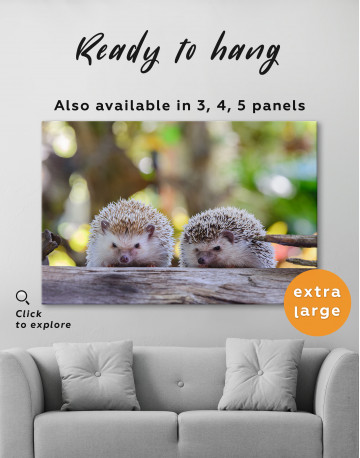 Couple of Two Hedgehogs on Tree Canvas Wall Art - image 3