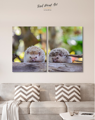 Couple of Two Hedgehogs on Tree Canvas Wall Art - image 10