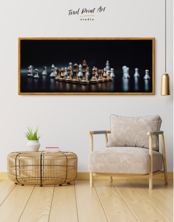 Framed Panoramic Chess Game Canvas Wall Art - image 3