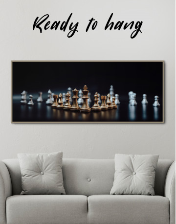 Framed Panoramic Chess Game Canvas Wall Art
