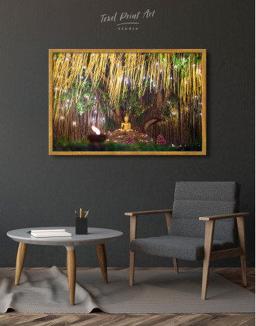 Framed Buddha Statue with Candle Light Canvas Wall Art - image 4