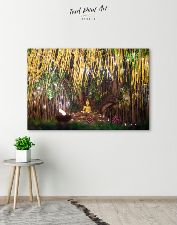 Buddha Statue with Candle Light Canvas Wall Art - image 4