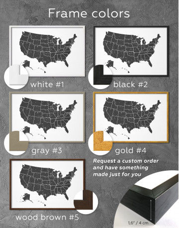 Framed Black and White USA Map Canvas Wall Art - image 7