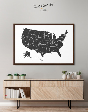 Framed Black and White USA Map Canvas Wall Art - image 6