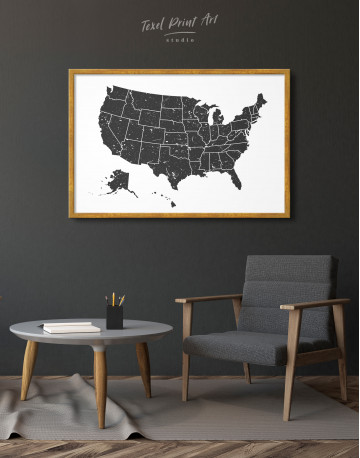 Framed Black and White USA Map Canvas Wall Art - image 5