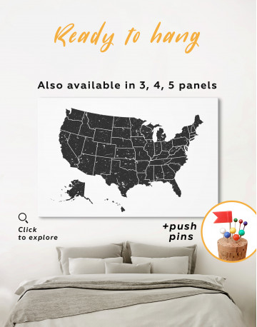 Black and White USA Map Canvas Wall Art