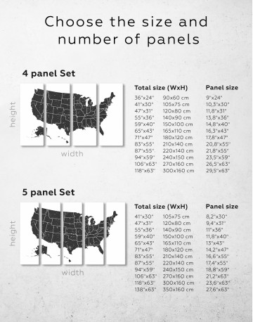 Black and White USA Map Canvas Wall Art - image 2