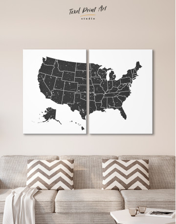 Black and White USA Map Canvas Wall Art - image 3
