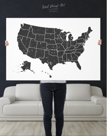 Black and White USA Map Canvas Wall Art - image 8