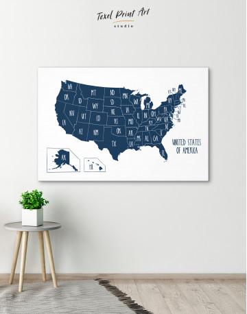 Blue USA Map with States Canvas Wall Art - image 7