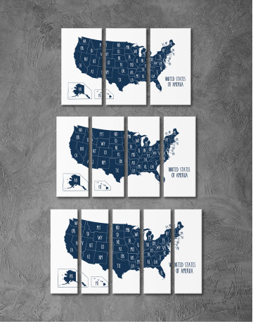 Blue USA Map with States Canvas Wall Art - image 8