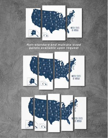 Blue USA Map with States Canvas Wall Art - image 9