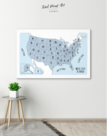 Watercolor Map States of USA Canvas Wall Art - image 7